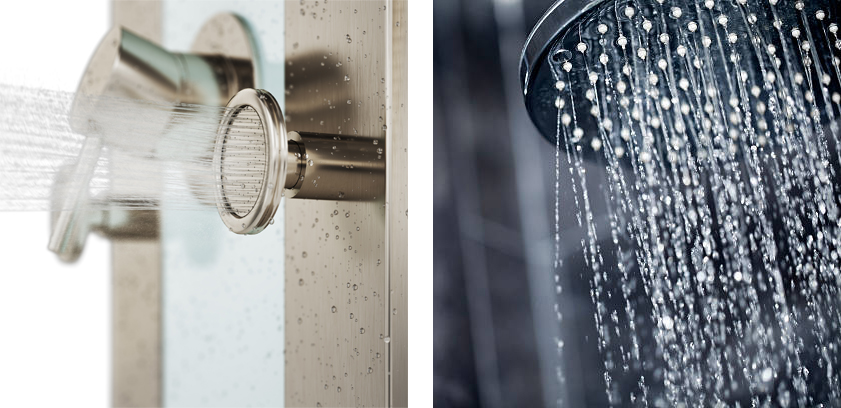 3D image water rendering vs photo rain shower