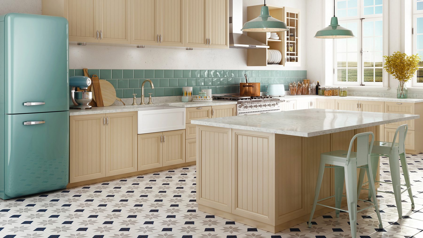 3d photo retro vintage kitchen design