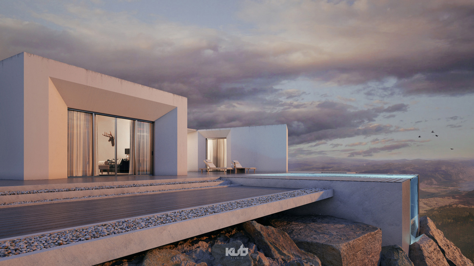 Living Space: Minimalist Architecture 3D Home - KUB Studio