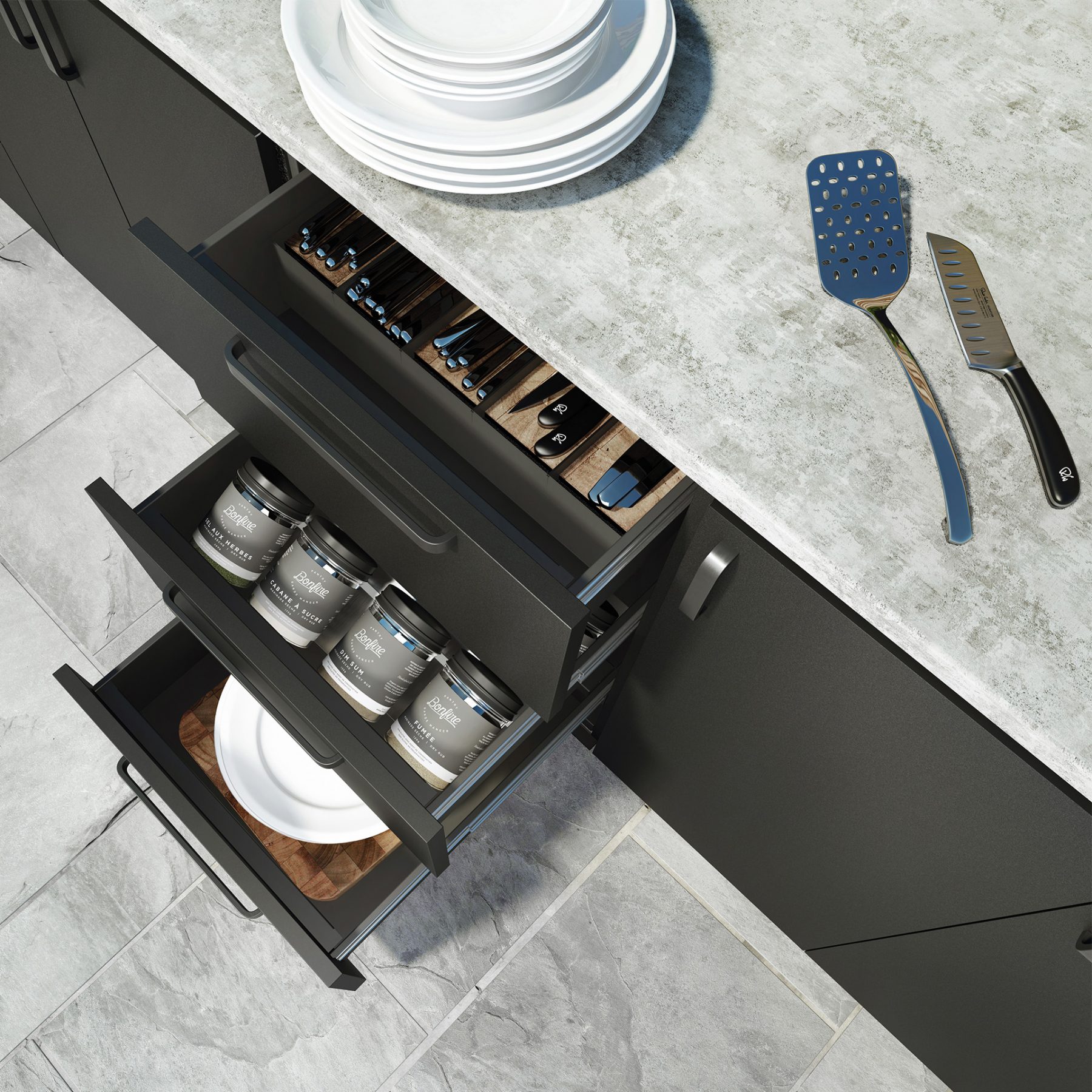 3d visualization outsourcing outdoor kitchen drawer